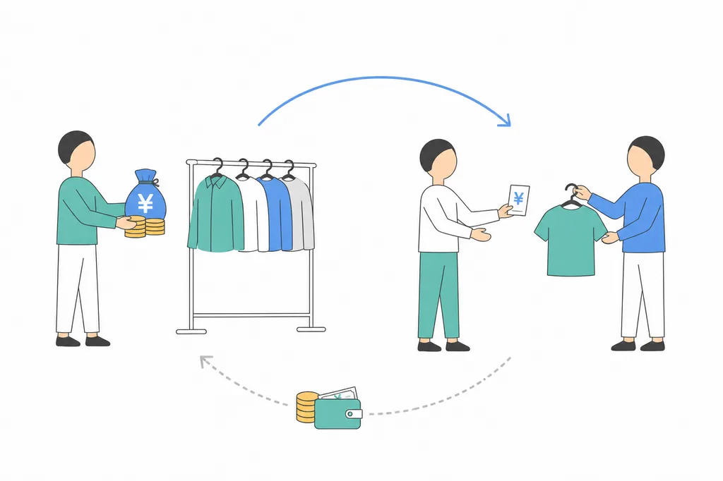 仕入れから販売、また仕入れまでのループのイメージ